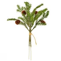 Artikel Kunstig grangren med naturlige kogler, jute juledekoration, 28 cm, sæt med 4 stk.