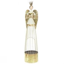 Artikel Borddekoration englefigur i metal med hjerte hvidguld H54cm