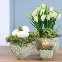 Artikel Plantekasse dekorativ skål keramik i grøn Ø15cm H11cm 2stk