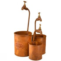 Artikel Plantekasse patina dekorativt metal med hane H25/37/43cm sæt med 3 stk