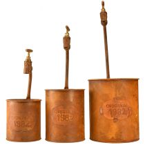 Artikel Plantekasse patina dekorativt metal med hane H25/37/43cm sæt med 3 stk