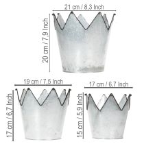Artikel Plantekrone metal dekorativ zink Ø21,5/19,5/17cm sæt med 3