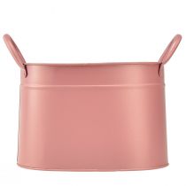Artikel Plantekasse metal oval plantekrukke pink 24/21/18cm sæt med 3 stk