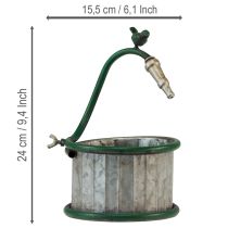 Artikel Metalplantekasse, regntønde, fugledesign, balkondekoration, Ø15,5 cm