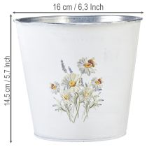 Artikel Hvid metalplantekasse, urtepotte, Ø16 cm H14,5 cm