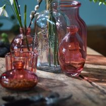 Artikel Løgformede minivaser glas tonet lyserød Ø7cm H12cm 6 stk