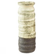 Artikel Vase keramisk dekoration til tør blomsterdekoration creme grågrøn H34cm
