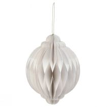 Artikel Honeycomb kugle julekugle papir hvid FSC Ø15cm H20cm
