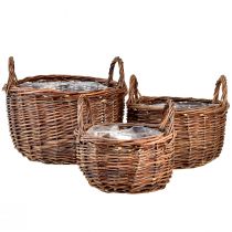 Artikel Alsidigt sæt runde flettede kurve med håndtag - 3 størrelser (30 cm, 26 cm, 20 cm) - Perfekt til opbevaring og boligindretning - Sæt med 3