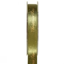 Artikel Julebånd Juletid Bånd Grøn Guld 15mm 20m