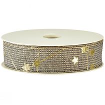 Artikel Julebånd med stjerner bånd sort hvidguld 25mm 18m