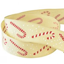 Artikel Julebånd med bolsjer gavebånd beige 25mm 15m