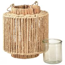 Artikel Lanterne raffia med håndtag naturfiber metal Ø19cm H21cm