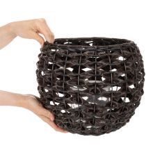 Artikel Flettet fyrfadsstage, sort og brun, sommerdekoration, Ø31 cm H25 cm