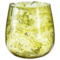 Artikel Lanterne glas dekoration vintage gul grøn Ø12cm H12,5cm