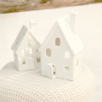 Artikel Lanternehus keramik borddekoration advent hvid H18cm