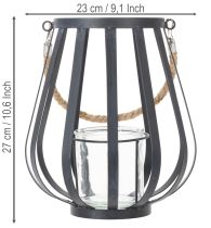 Artikel Metallanterne med glas, antracit, Ø23 cm, H27 cm