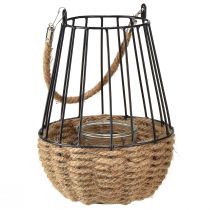 Artikel Lanterne med hank og glas sort natur Ø18cm H22cm
