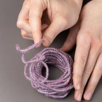 Artikel Uldsnor med pink og guldtråd, 5m x 5mm med ståltråd, til dekoration og hobbyarbejde