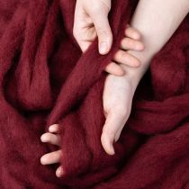 Artikel Uldsnor, dekorativ uld, mørkerød, 10m uldbånd til blomster og hobbyartikler