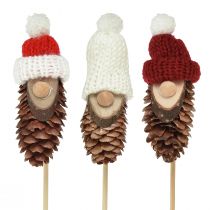 Artikel Keglenisse med hat blomsterprop nisse 8cm 12 stk