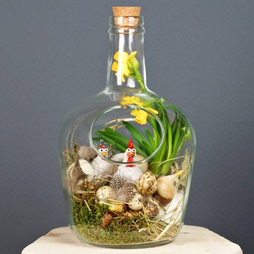 Floristik24 Glasflaske dekorationsbeholder med kork Ø19cm H30cm
