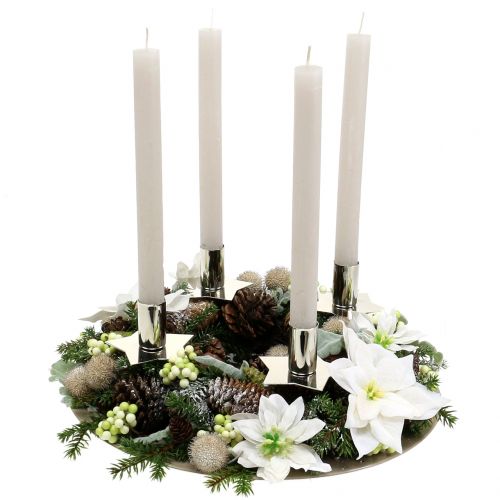 Floristik24 Julestjerne i en flok hvid Ø18cm L30cm