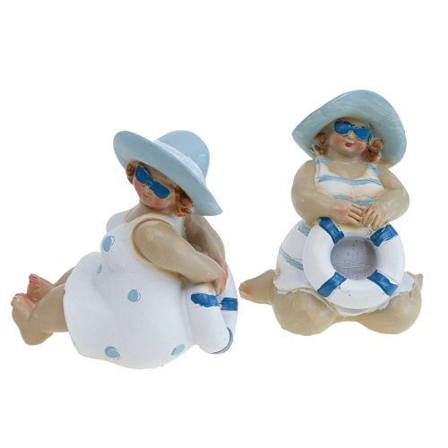 Floristik24 Maritime Deco Dame Deco Figurer Baddeko H10/9,5cm Sæt med 2