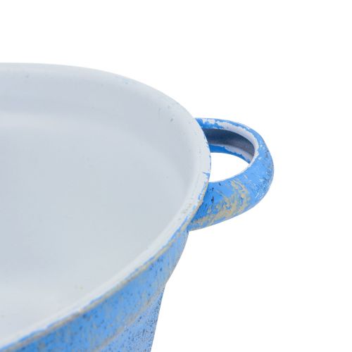 Artikel Dekorativ skålplantekasse blå metaldekoration shabby Ø21cm H10,5cm