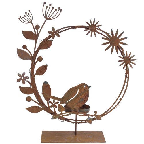 Floristik24 Bird deco flower fyrfadsstage rust look 24×27×6cm