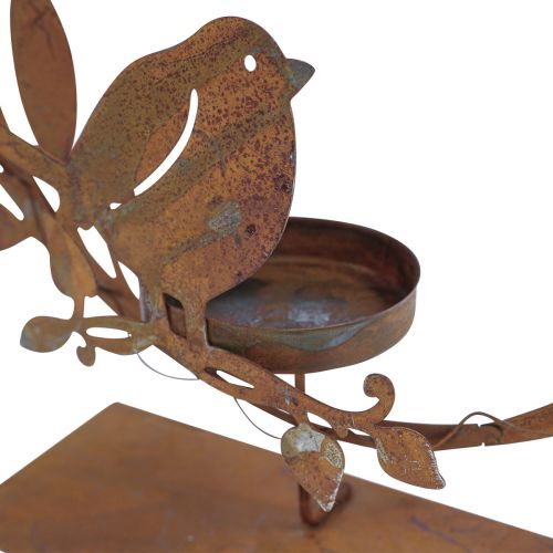 Artikel Bird deco flower fyrfadsstage rust look 24×27×6cm