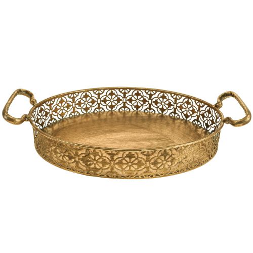 Floristik24 Dekorativ bakke oval guld metalbakke antik look guld sæt med 3