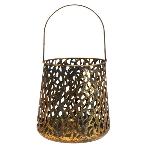 Deco lanterne borddekoration fyrfadsstage guld antik 14,5cm