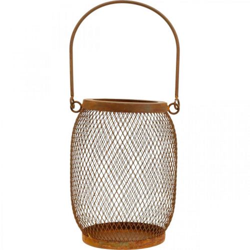 Floristik24 Dekorativ lanterne med håndtag metal rust look Ø12,5cm H17cm