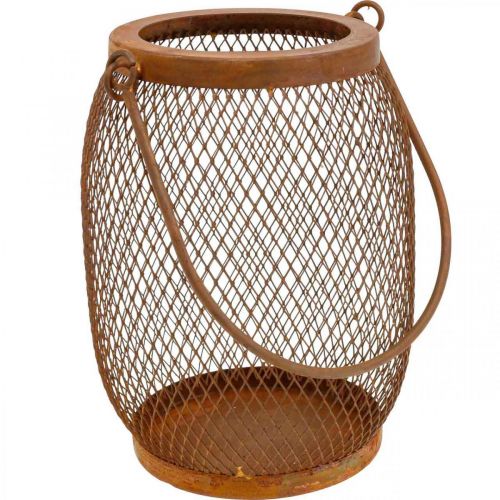 Floristik24 Dekorativ lanterne med håndtag metal rust look Ø12,5cm H17cm