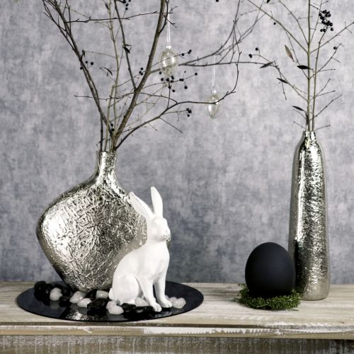 Artikel Dekorativ vase metal hamret blomstervase sølv 24x8x27cm