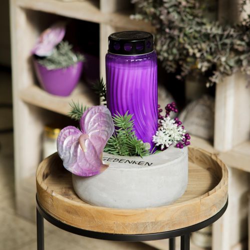 Floristik24 Gravlys låg motiv blomst sort lilla Ø9cm H27cm