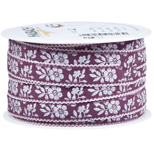 Artikel Gavebånd blomster dekorativt bånd Mauve 15mm 25m