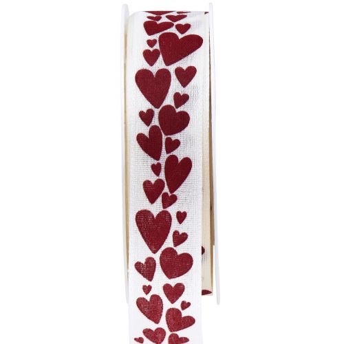 Gavebånd dekorative bånd røde hjerter 25mm 18m