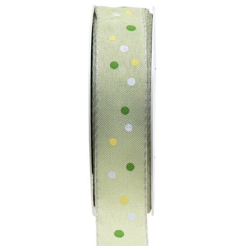 Floristik24 Gavebånd med prikker bånd grønt 25mm 18m