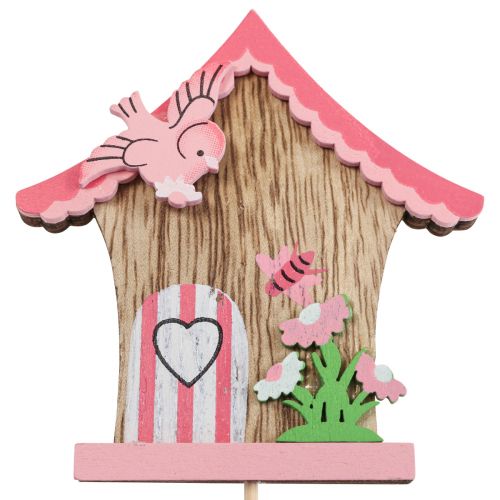 Floristik24 Blomsterstik træ dekorationsstik fuglehus 7,5x8cm 12 stk