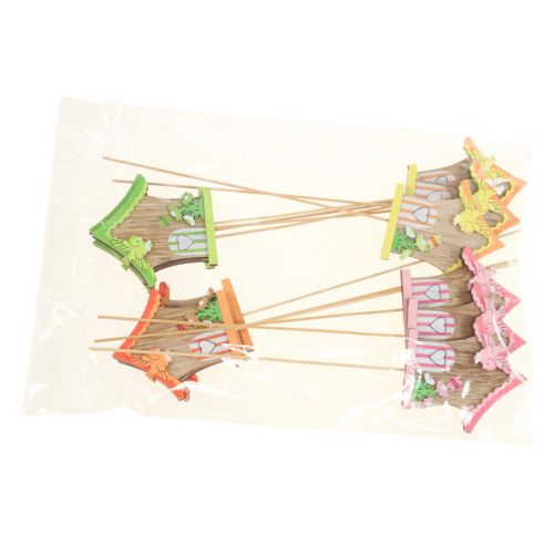 Floristik24 Blomsterstik træ dekorationsstik fuglehus 7,5x8cm 12 stk