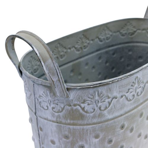 Floristik24 Urtepotte oval med hanke Jardiniere metal 24/19/14cm 3stk