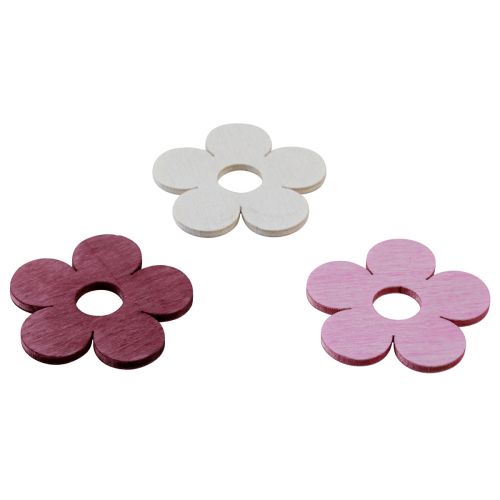 Artikel Scatter dekoration træ blomster borddekoration pink lilla hvid Ø4cm 72 stk