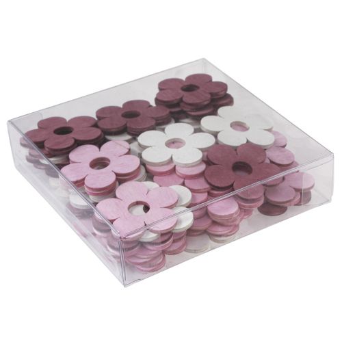Artikel Scatter dekoration træ blomster borddekoration pink lilla hvid Ø4cm 72 stk