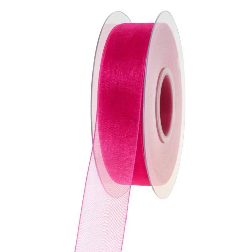 Floristik24 Organza bånd gavebånd pink bånd selvkant 25mm 50m