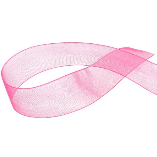 Artikel Organza bånd gavebånd pink bånd selvkant 25mm 50m