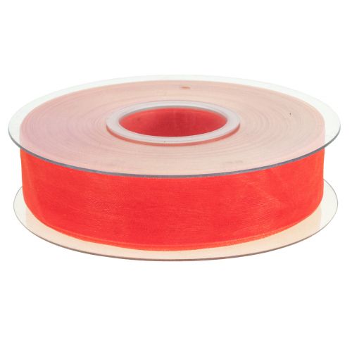 Artikel Organza bånd gavebånd orange bånd selvkant 25mm 50m