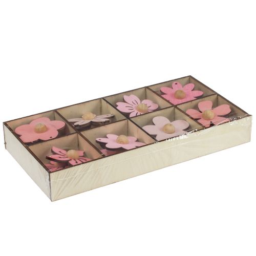Artikel Træblomster hængende dekoration træ sommerdekoration pink 4,5cm 24 stk