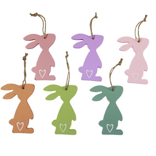 Floristik24 Påskehare dekoration hængende dekoration træ Påske dekoration pastel 10cm 10stk